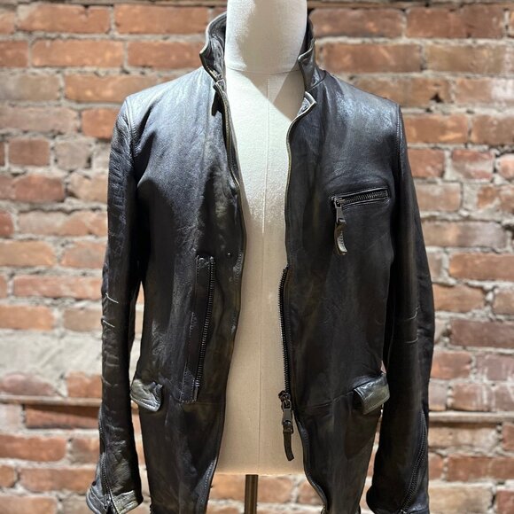 Empresa Distressed Moto Leather Jacket - Picture 3 of 14